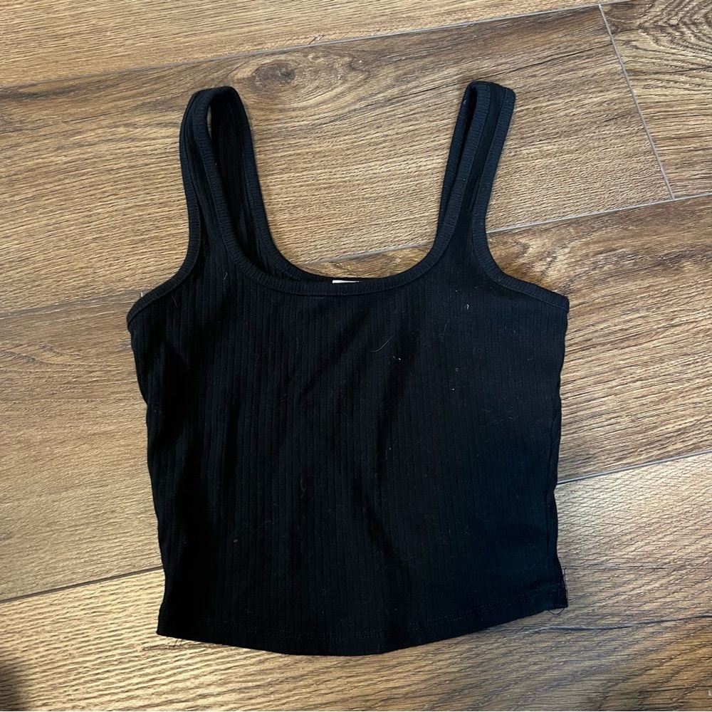 Bozollo Black Ribbed Tank Top